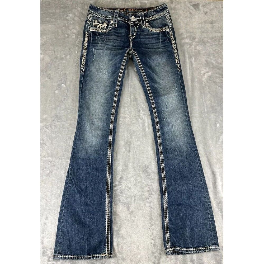 Rock Revival Jeans Women Size 25 Dark Wash Blue Bootcut Kai Bootcut Flap Pocket